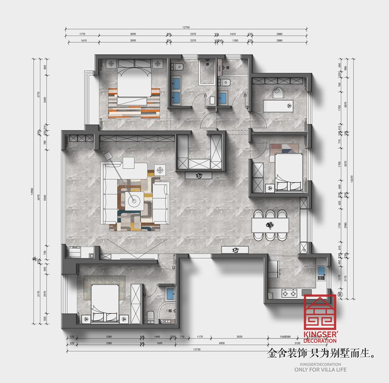 錦江府188平四室兩廳三衛(wèi)戶型解析